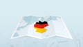 Map of Germany with the flag of Germany in the contour of the map on a trip abstract backdrop Royalty Free Stock Photo