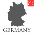 Map of Germany glyph icon, country and geography, germany map sign vector graphics, editable stroke solid icon, eps 10.