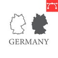 Map of Germany line and glyph icon, country and geography, germany map sign vector graphics, editable stroke linear icon