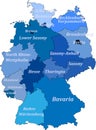 Map of germany. Without the names capitals but with the names of lands