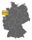 Map of Germany with road sign of DÃ¯Â¿Â½sseldorf