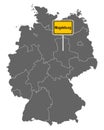 Map of Germany with road sign of Magdeburg