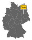 Map of Germany with road sign of Potsdam