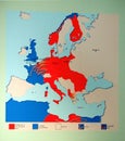 Map of Germany's invasions and retreats from 1940 to 1944, World War II