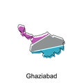 map of Ghaziabad design template with outline graphic sketch style isolated on white background Royalty Free Stock Photo