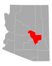 Map of Gila in Arizona