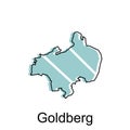 map of Goldberg geometric vector design template, national borders and important cities illustration