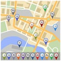 Map with gps icons Royalty Free Stock Photo