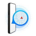 Map GPS navigation app, Mobile map application, Smartphone App search map navigation. Gps tracking concept. Vector Royalty Free Stock Photo
