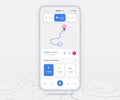 Map GPS navigation ux ui concept, Smartphone map application  destination point on screen, App search map navigate, Technology map Royalty Free Stock Photo