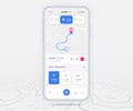 Map GPS navigation ux ui concept, Smartphone map application destination point on screen, App search map navigate, Technology map