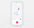 Map GPS navigation ux ui concept, Smartphone map application  destination point on screen, App search map navigate, Technology map Royalty Free Stock Photo