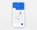 Map GPS navigation ux ui concept, Smartphone map application  destination point on screen, App search map navigate, Technology map Royalty Free Stock Photo