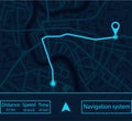 Map gps navigator. Navigate app with ui for city, route and street. Dashboard with satellite, location and roadmap. Interface for