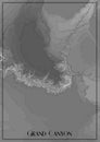 Map of Grand Canyon, Arizona. Vector elevation map of national park. Generated conceptual surface relief map. Detailed