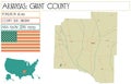 Map of Grant County in Arkansas, USA. Royalty Free Stock Photo