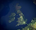 Map of Great Britain and Ireland, satellite view at night Royalty Free Stock Photo