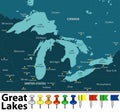 Map of Great Lakes Royalty Free Stock Photo