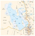 Map of the great salt lake and salt lake city in the state of utah