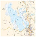 Map of the great salt lake and salt lake city in the state of utah Royalty Free Stock Photo