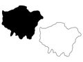 Map of Greater London. Black and outline maps. EPS Vector File