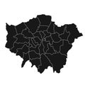 map of Greater London is a region of England, with borders of the ceremonial counties or boroughs Royalty Free Stock Photo