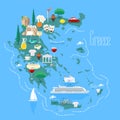 Map of Greece with islands vector illustration, design element Royalty Free Stock Photo