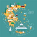 Map of Greece with islands vector illustration, design Royalty Free Stock Photo