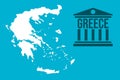 Map of Greece with pantheon icon -greek symbol. Vector map silhouette Royalty Free Stock Photo