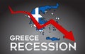 Map of Greece Recession Economic Crisis Creative Concept with Economic Crash Arrow Royalty Free Stock Photo