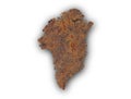 Map of Greenland on rusty metal