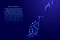 Map of Grenada from polygonal blue lines, glowing stars vector illustration