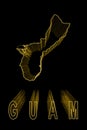 Map of Guam, Gold Map On Black Background