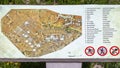 Map and guide for the Archaeological Site of Volubilis in Morocco.