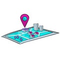 Map guide with navigation, isolated object on a white background, vector illustration Royalty Free Stock Photo