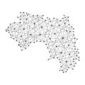 Map of Guinea from polygonal black lines, dots of vector illustration