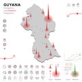 Map of Guyana Epidemic and Quarantine Emergency Infographic Template. Editable Line icons for Pandemic Statistics Royalty Free Stock Photo