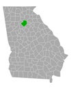 Map of Gwinnett in Georgia