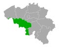 Map of Hainaut in Belgium