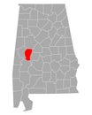 Map of Hale in Alabama