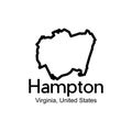 Map Of Hampton Virginia City Illustration Creative Design