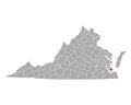 Map of Hampton in Virginia