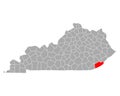 Map of Harlan in Kentucky Royalty Free Stock Photo
