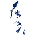 Map of the Hebrides in blue colour