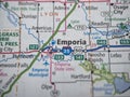 Map Highlighting Emporia Kansas Royalty Free Stock Photo