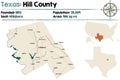 Map of Hill county in Texas Royalty Free Stock Photo