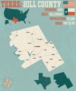 Map of Hill County in Texas Royalty Free Stock Photo