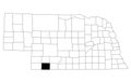 Map of Hitchcock County in Nebraska state on white background. single County map highlighted by black colour on Nebraska map. Royalty Free Stock Photo