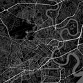 Map of Ho Chi Minh city. Urban black and white poster. Road map with metropolitan city vertical area view