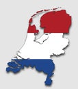 Map of Holland, Filled with the National Flag